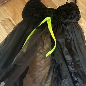 Victoria's Secret Black Lace with Neon Green Accent